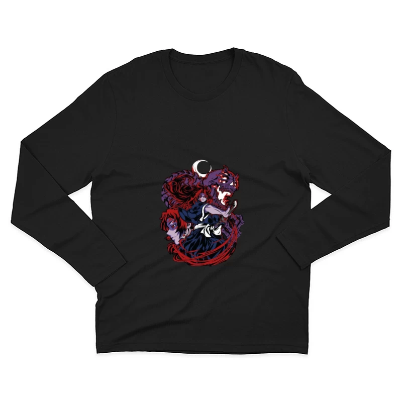 Anime-Krieger mit Dämonen und Schwert Herren Langarm T-Shirt