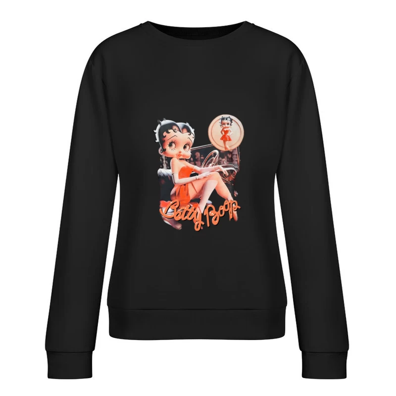 Betty Boop in Auto, Illustrazione Retrò e Cartoon Felpa pullover Donna