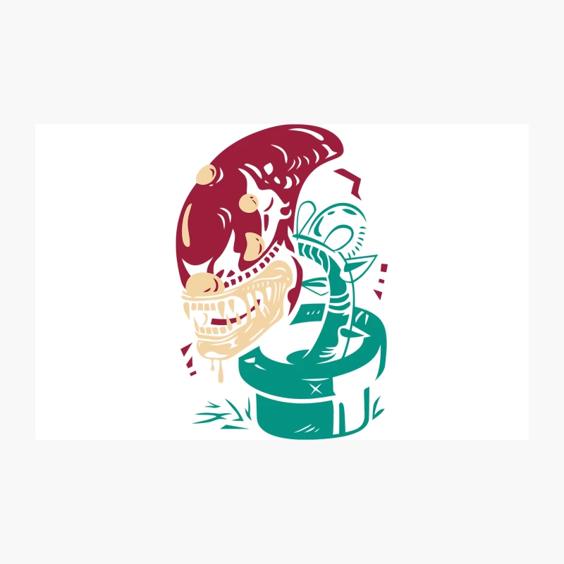 Retro Sci-Fi Monster Illustration Travel Mug