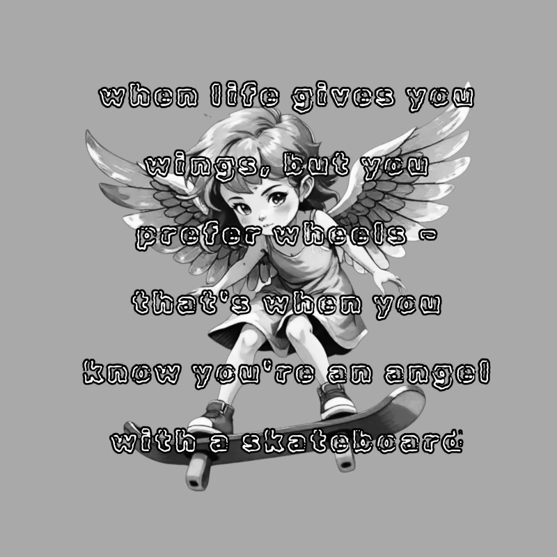 Angel on a Skateboard Female Pullover Hoodie