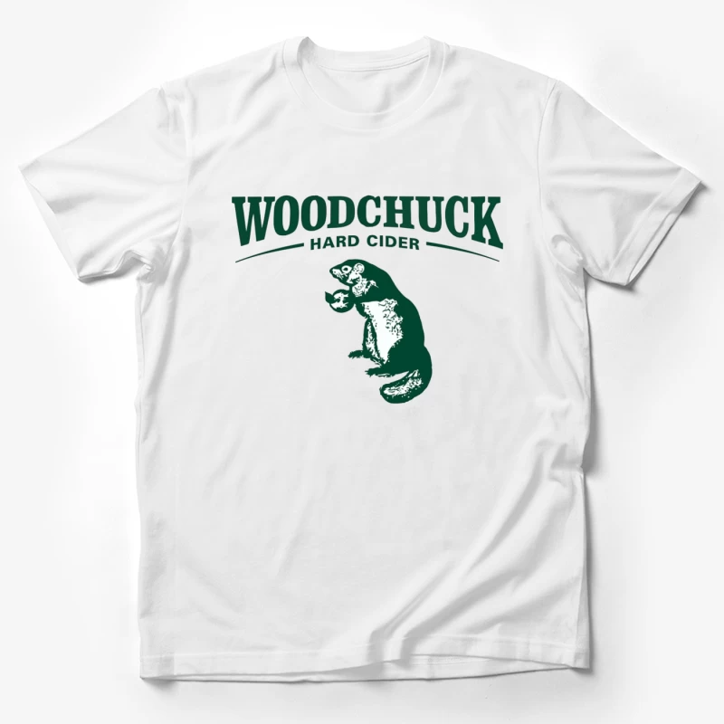 Woodchuck Hard Cider Green Logo with Mascot Design Male T-Shirt