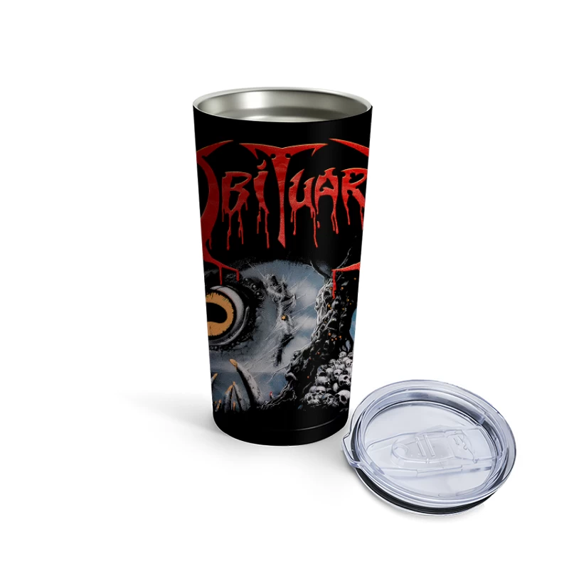 Obituary Slowly We Rot Red Travel Mug