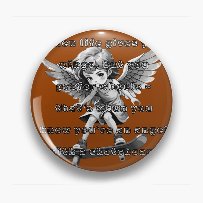 Angel on a Skateboard Pin