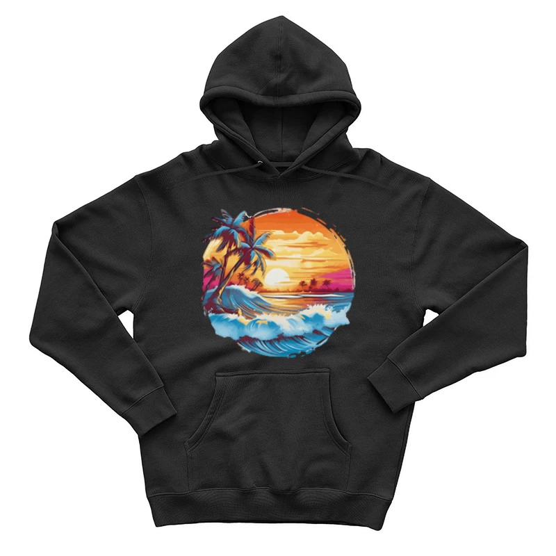 Tropischer Sonnenuntergang mit Wellen Herren Pullover Hoodie