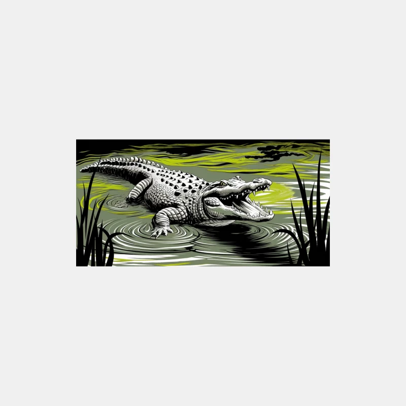 Menacing Crocodile in Swamp Illustration Male Tank Top