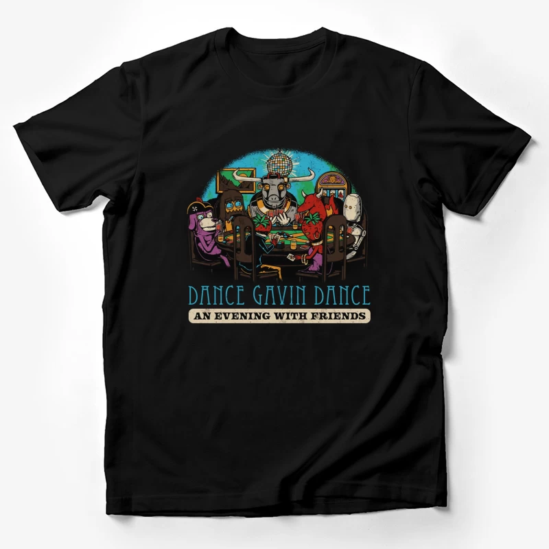 Dance Gavin Dance: Cartoon Characters Playing Poker Under Disco Ball Male T-Shirt