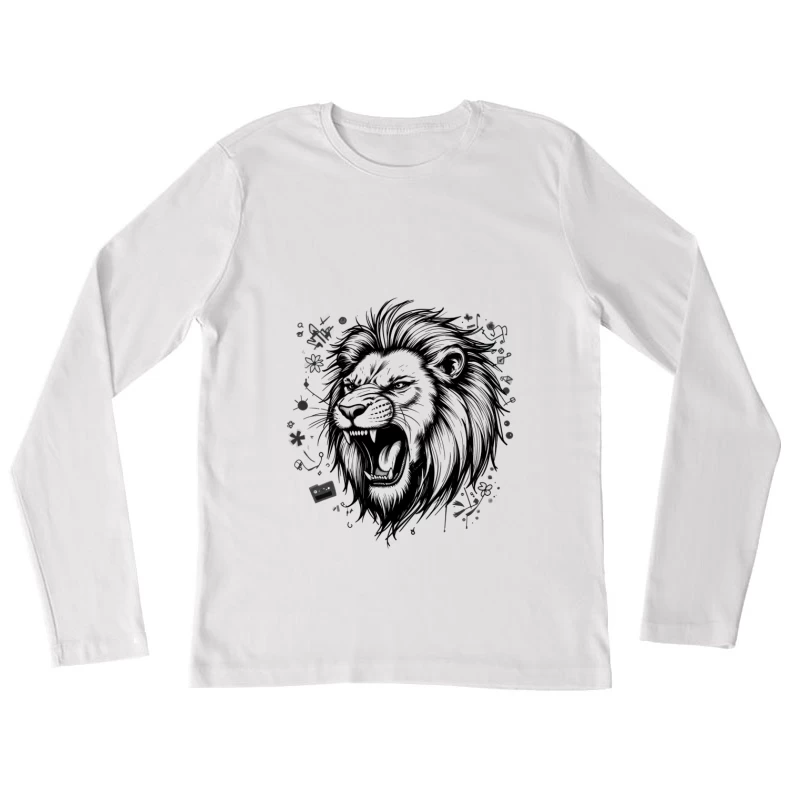 Roaring Lion Illustration Female Long Sleeve T-Shirt