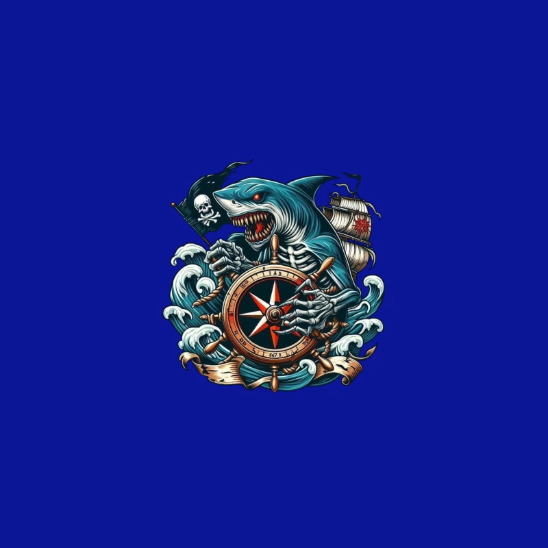 Pirate Shark with Compass and Ship iPhone Case