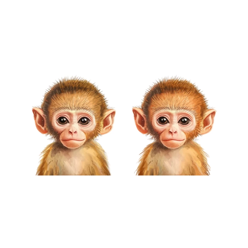 Adorable Baby Monkey Twins Illustration Tapestry