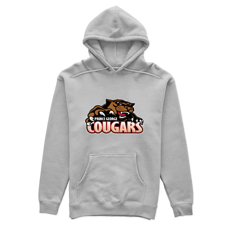 Prince George Cougars Sports Team Logo with Fierce Cougar Mascot Prince George Cougars Female Pullover Hoodie