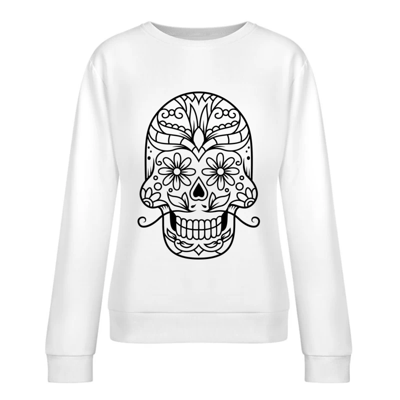 Crâne décoratif coloré et floral Femme Sweat-shirt à enfiler