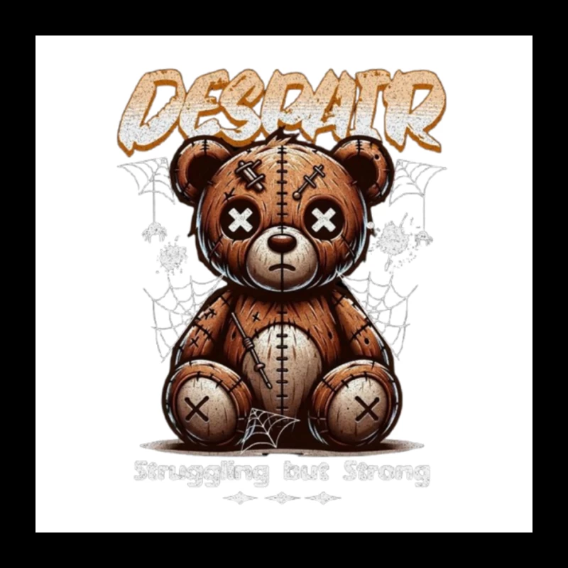 Gothic Stitched Teddy Bear with Despair Theme Pin