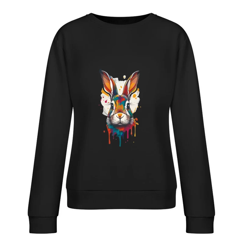 Bunte Kaninchenkunst mit Aquarelleffekten Damen Pullover Sweatshirt