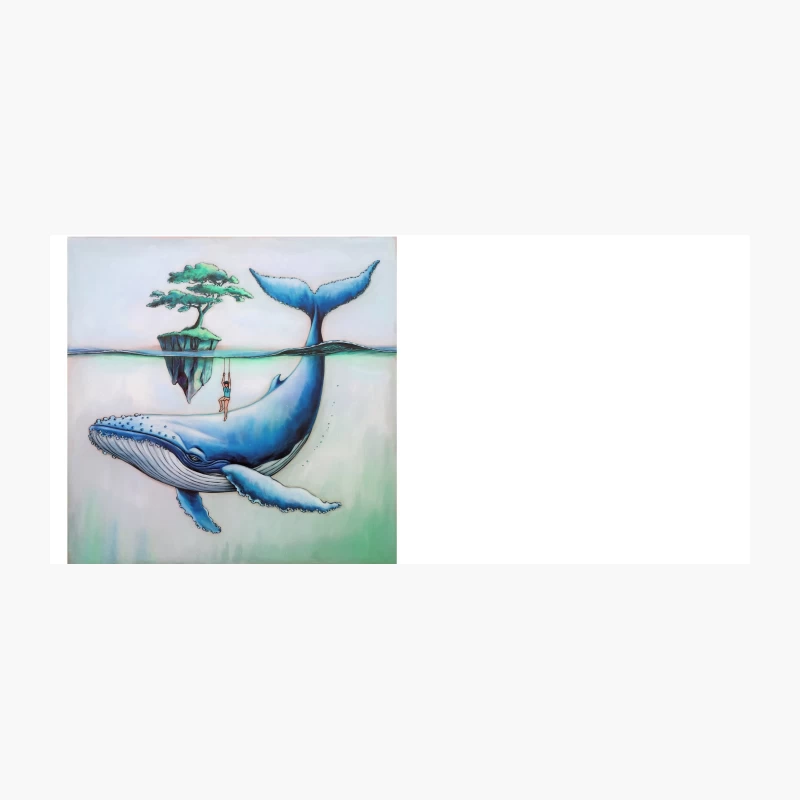 Surreal Whale Dream: Floating Island and Underwater Fantasy Coffee Mug