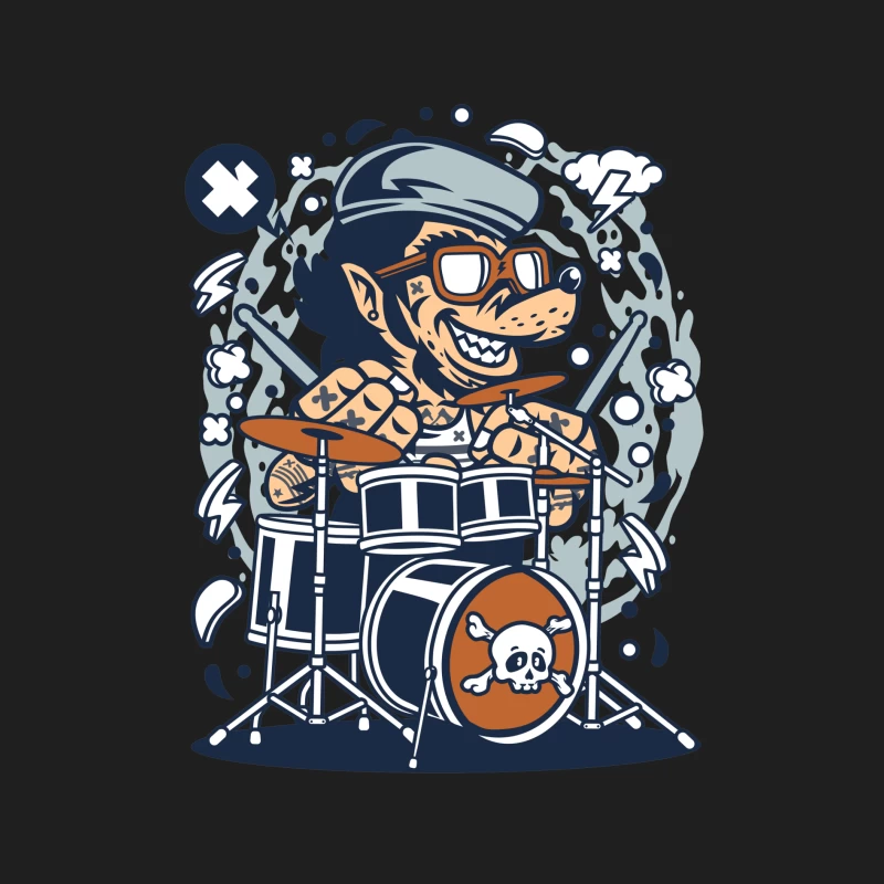 Batteur rock cartoon avec lunettes Homme Débardeur