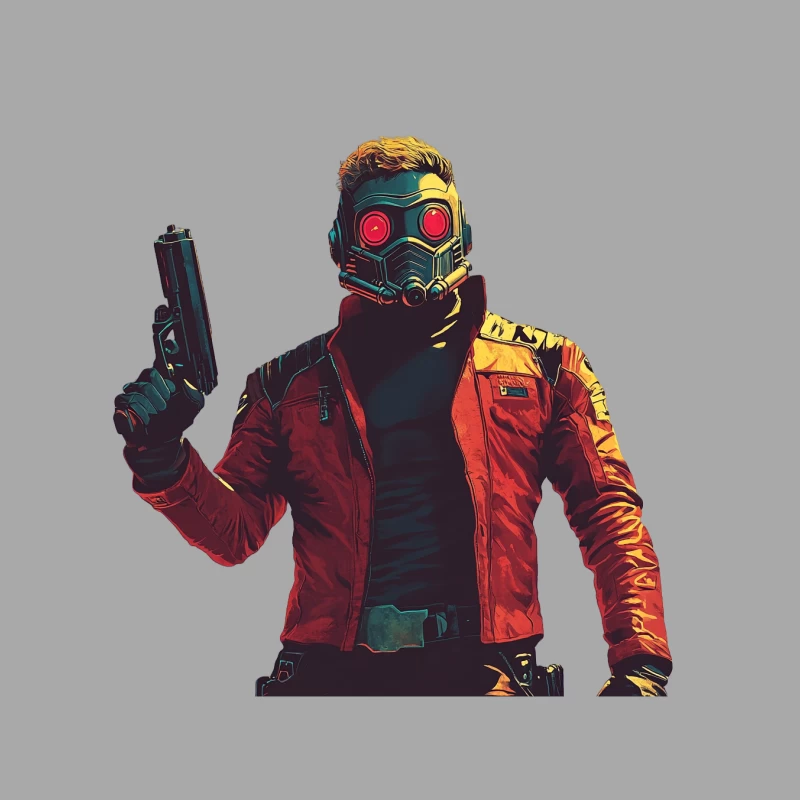 Star-Lord: Marvel's Masked Superhero with Gun Male Pullover Hoodie