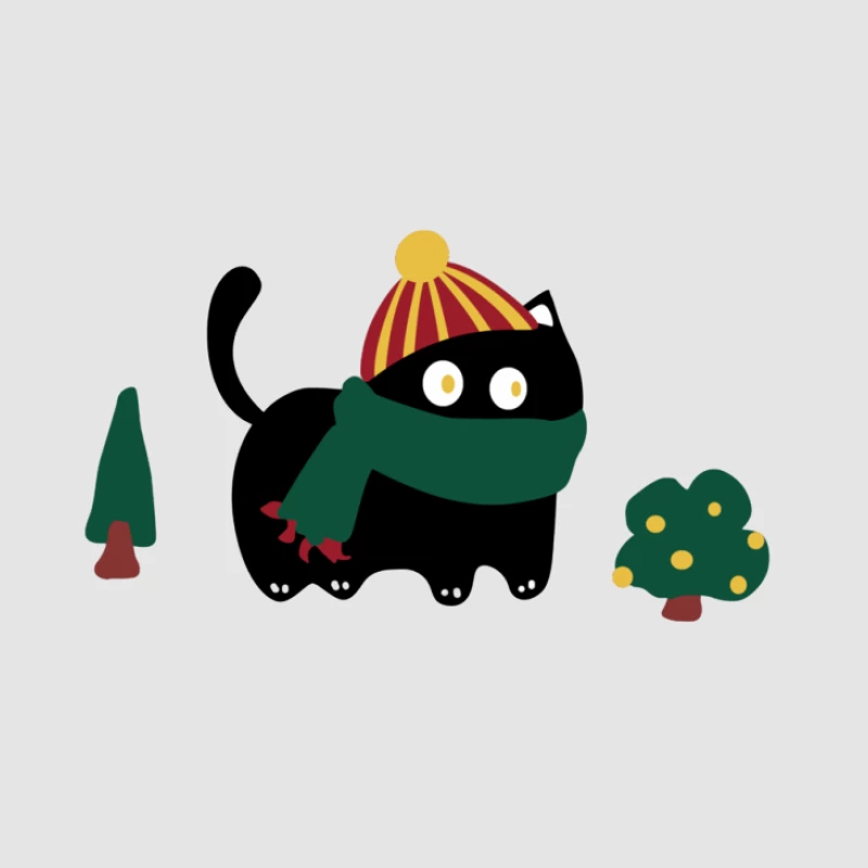 Schwarze Katze im Winterkleid Herren Pullover Hoodie