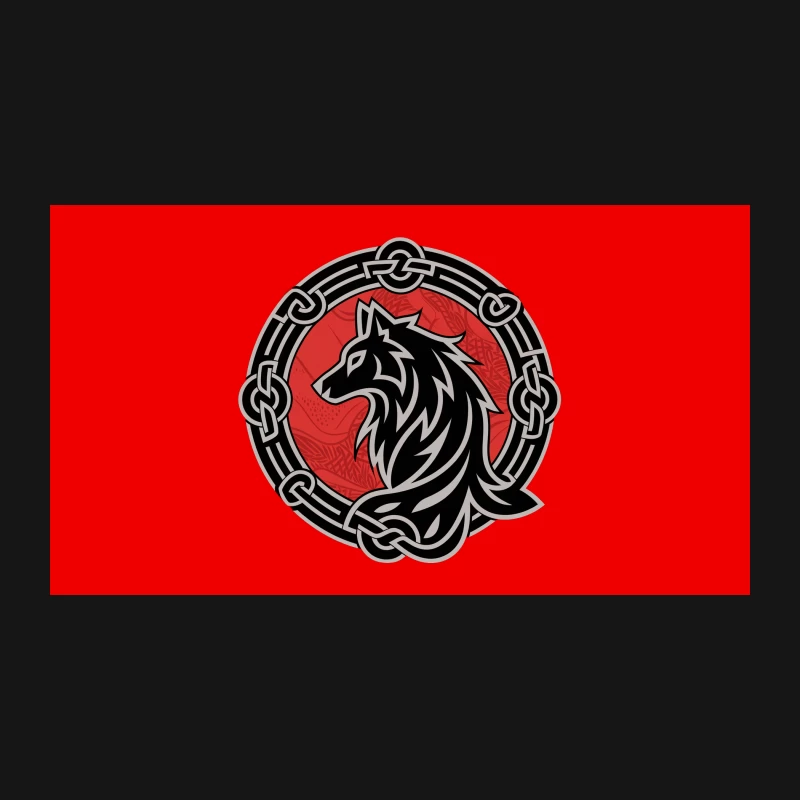 Tribal Wolf Logo with Celtic Knot Border Desk Mat
