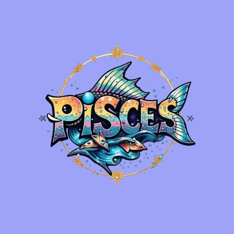 Colorful Pisces Zodiac Illustration Pin