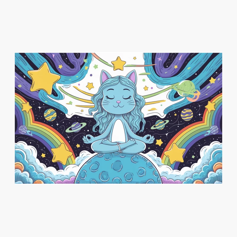 Cosmic Cat's Galactic Meditation Adventure Travel Mug