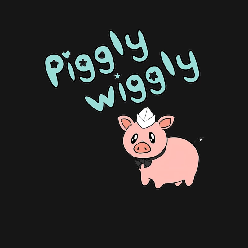 Cute Cartoon Pig with "Piggly Wiggly" Text Male T-Shirt