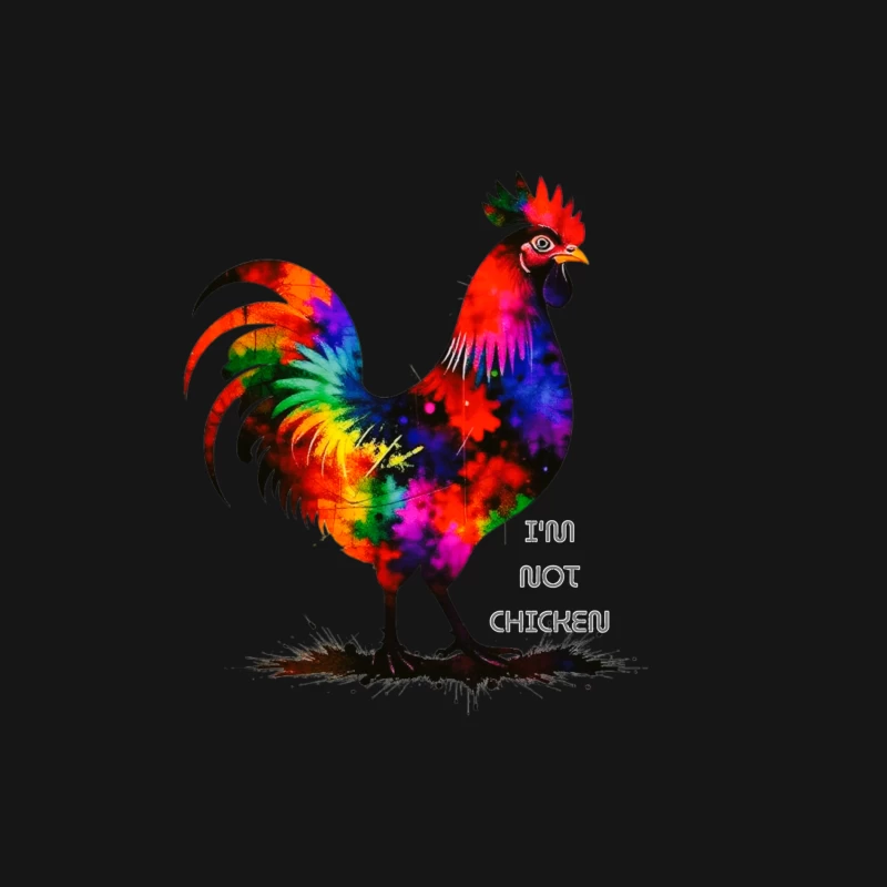 Rainbow Watercolor Rooster with Text Male Long Sleeve T-Shirt