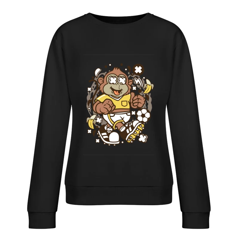 Singe joueur de football avec bananes Femme Sweat-shirt à enfiler