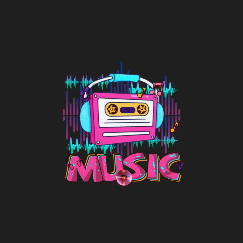 Retro Musikkassette mit Kopfhörern Herren Tanktops