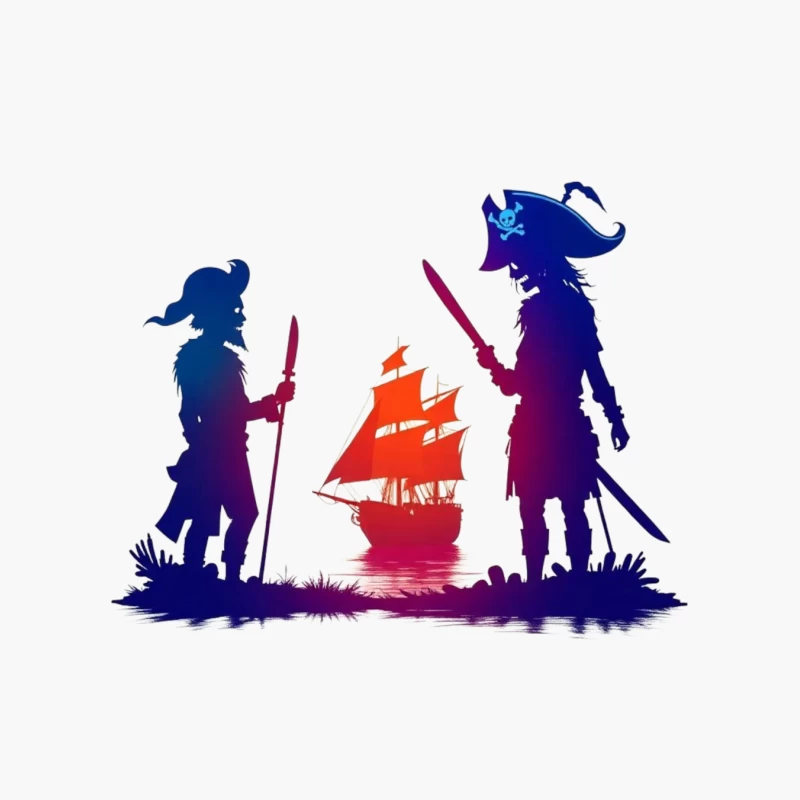 Pirates and Ship Silhouettes at Sunset Cotton Tote Bag