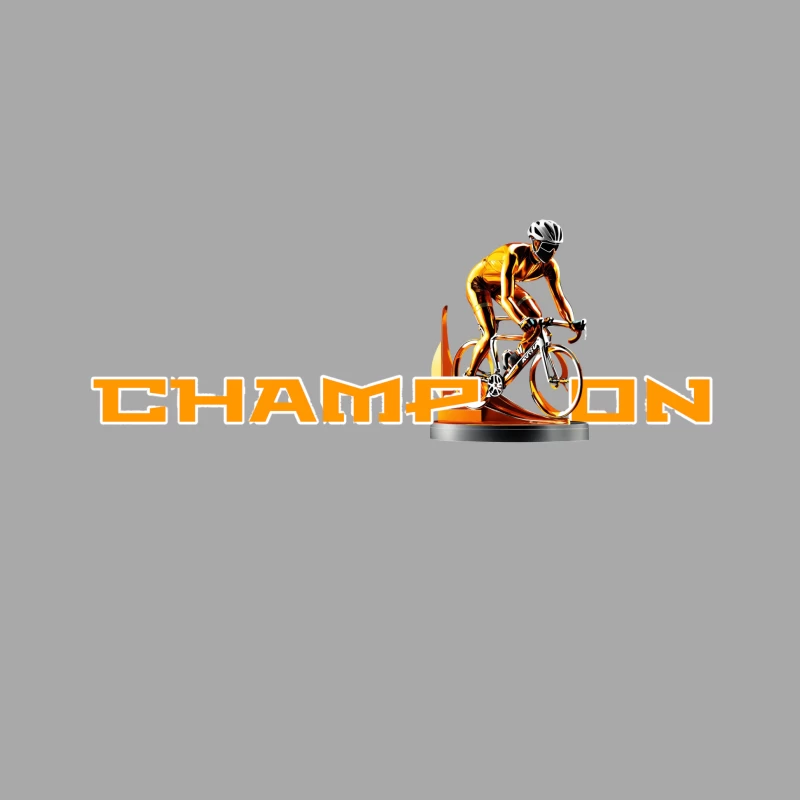 Champion Cycling Sports Logo with Trophy Cyclist Male Pullover Hoodie