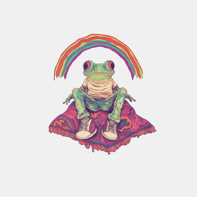 Whimsical Anthropomorphic Frog Under Psychedelic Rainbow Male Tank Top