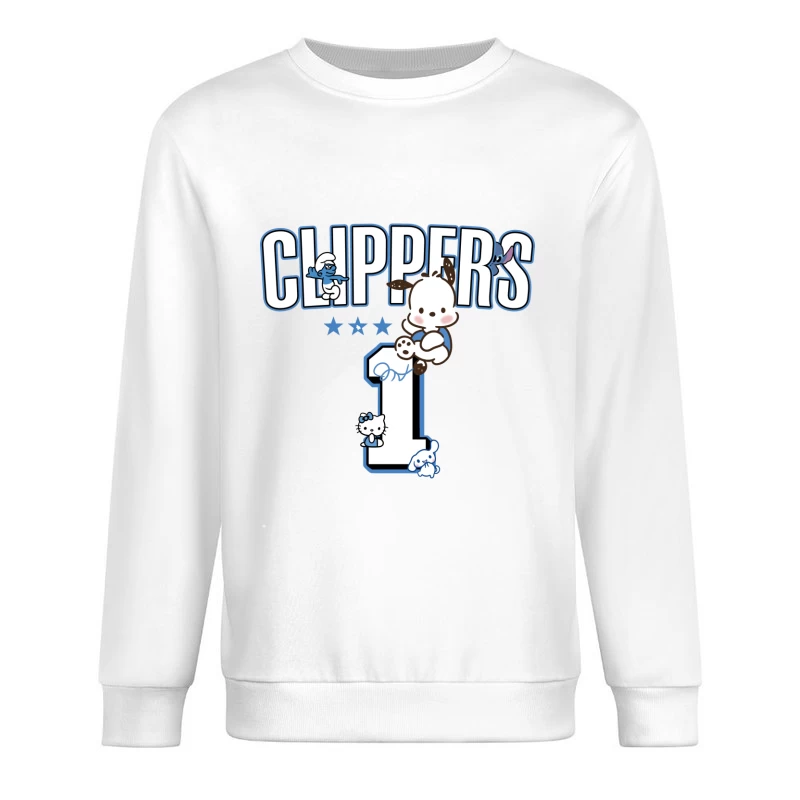 Niedliche Charaktere und Clippers-Design Herren Pullover Sweatshirt