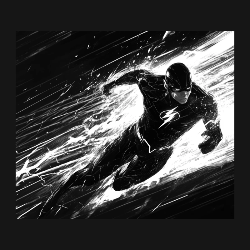 The Flash: Superhero in High-Speed Black and White Action Mouse Pad