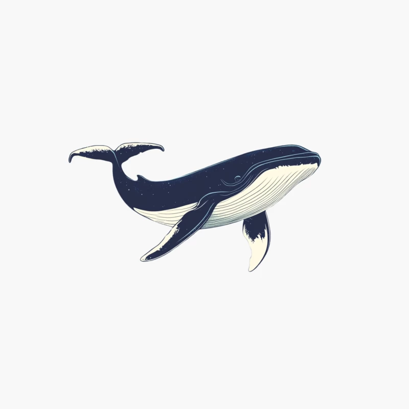 Artistic Blue Whale Illustration: Marine Life in the Ocean Cotton Tote Bag