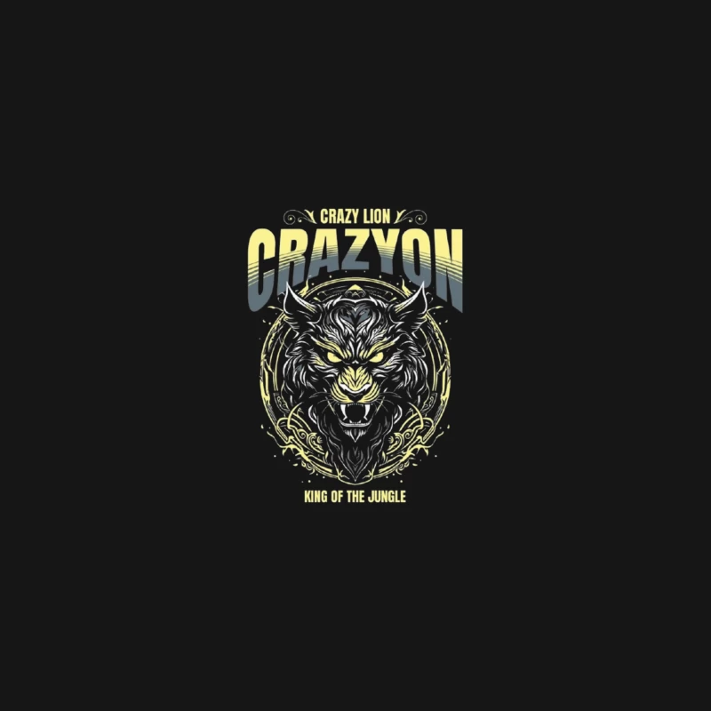 Fierce Tiger Tribal Art with "Crazyon" Typography Design Desk Mat