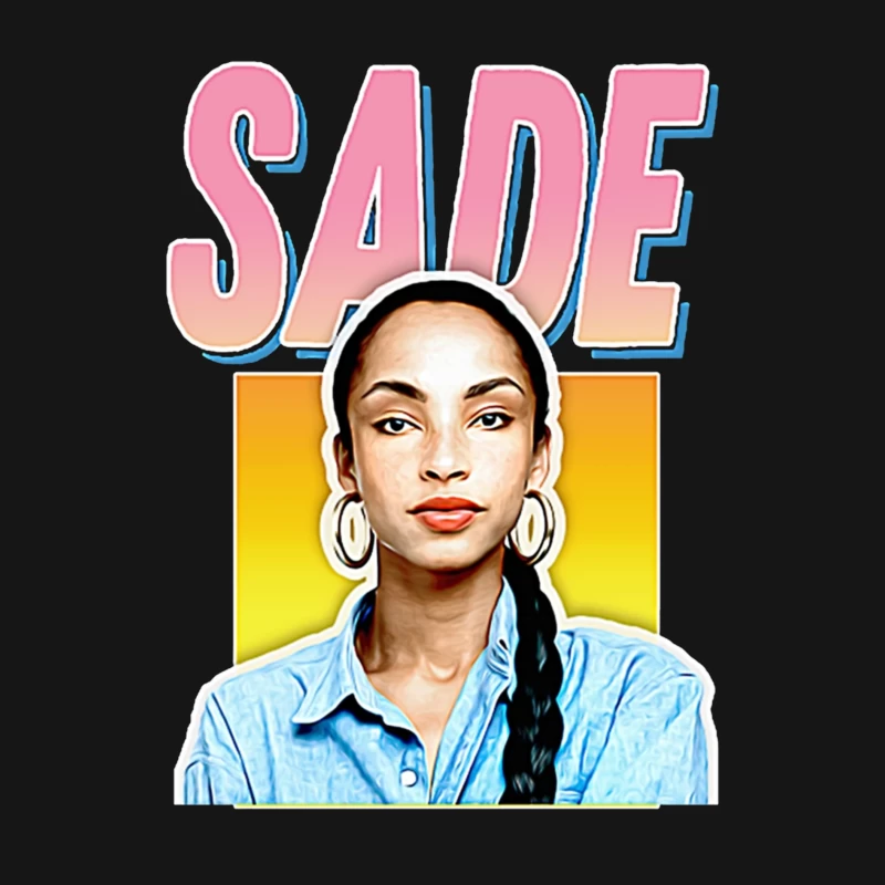 Stylized Pop Art Portrait with Pink "SADE" Text Male Long Sleeve T-Shirt