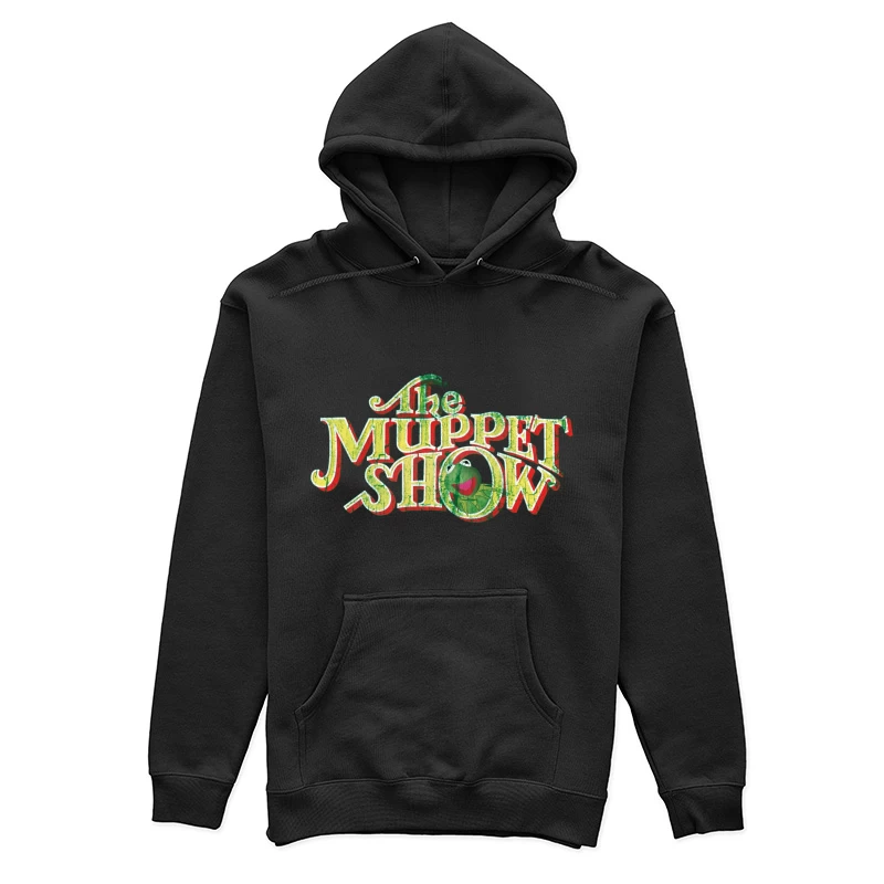 Vintage Logo Design of The Muppet Show with Green Frog Character Female Pullover Hoodie