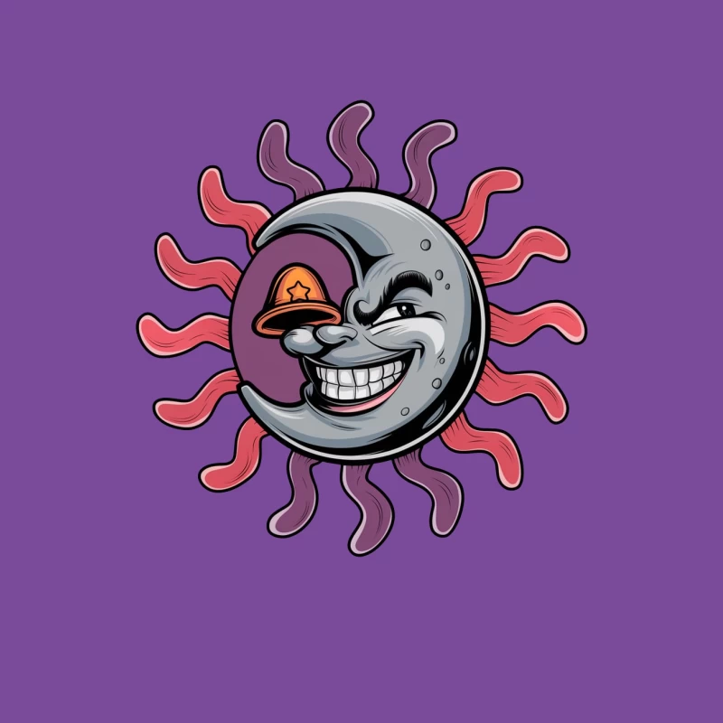 Smiling Moon Sun Creative Cartoon Artwork Female T-Shirt
