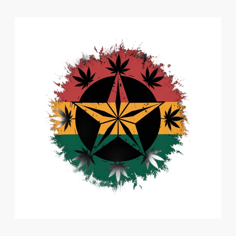 Rastafarian-Inspired Cannabis Symbol with Grunge Effect Throw Pillow