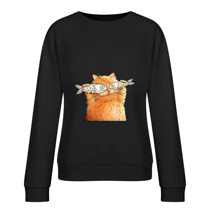 Illustration de chat avec des poissons Femme Sweat-shirt à enfiler