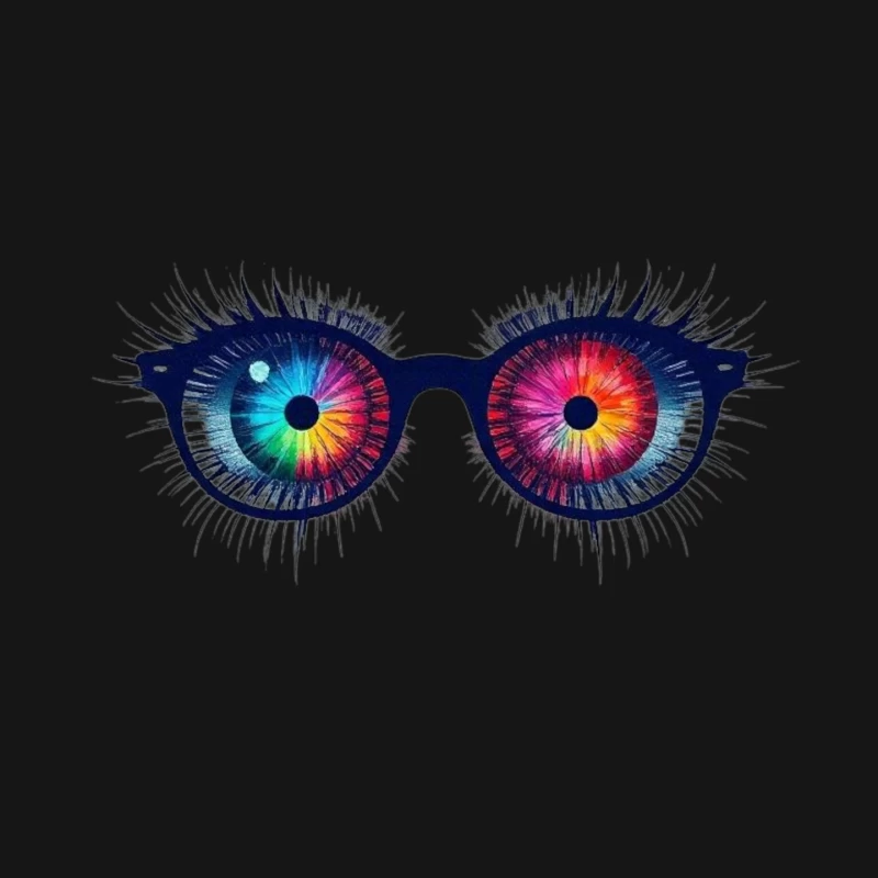 Psychedelic Rainbow Eyes Behind Glasses Mouse Pad