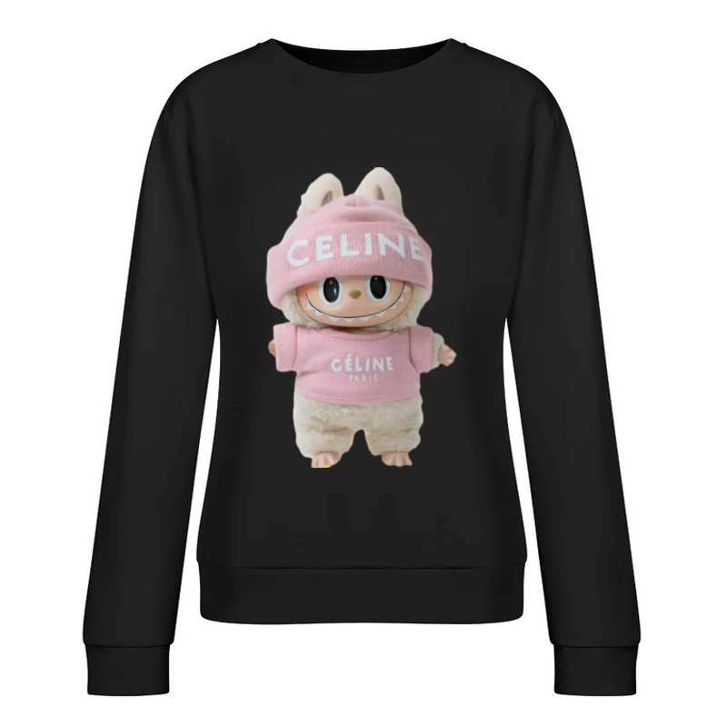 Kuscheltier mit rosa Outfit von Celine Damen Pullover Sweatshirt