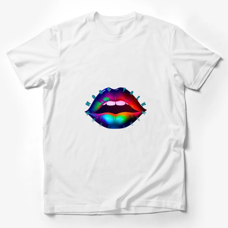 Rainbow Pierced Lips Pop Art Design Male T-Shirt