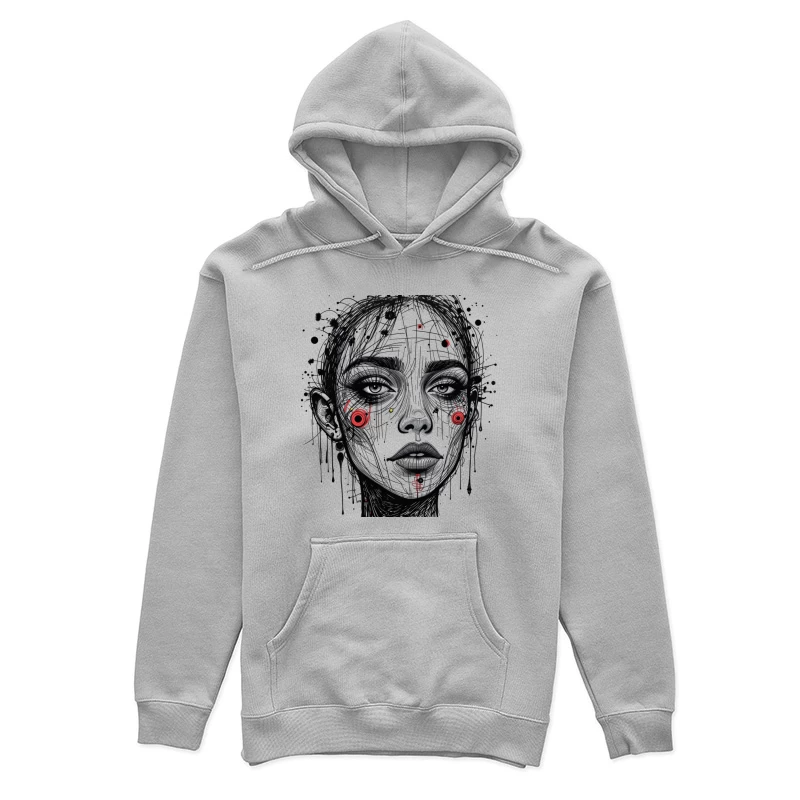 Futuristic Abstract Portrait Illustration Female Pullover Hoodie