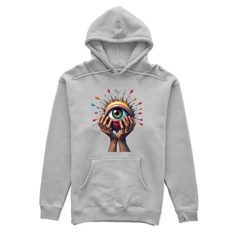 Mystical Eye Embraced by Reaching Hands with Colorful Splatter Female Pullover Hoodie