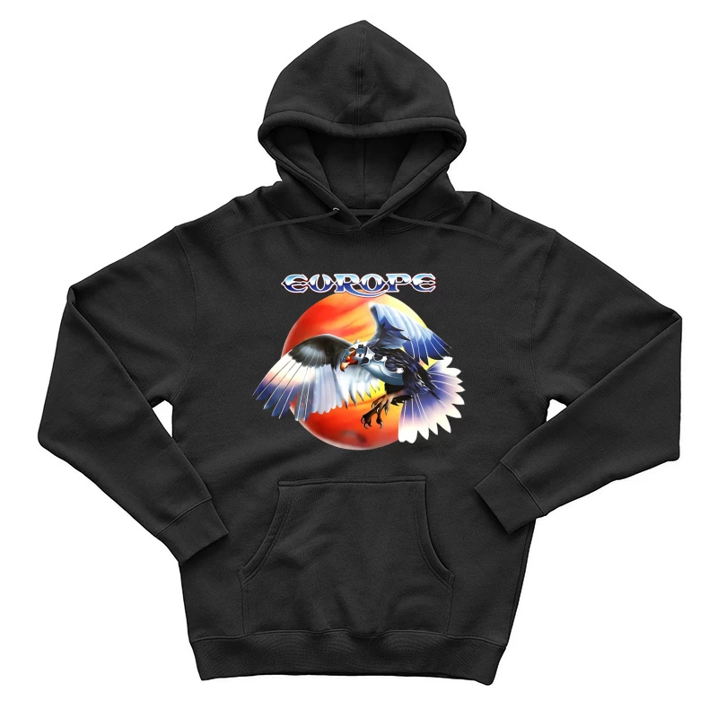 Europe Band Logo with Majestic Eagle Against Sunset Male Pullover Hoodie