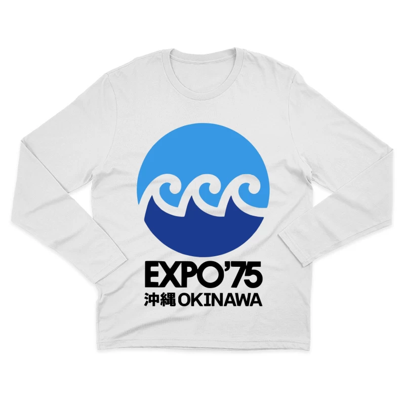 Vintage 1975 Okinawa Expo Logo with Ocean Wave Design Male Long Sleeve T-Shirt