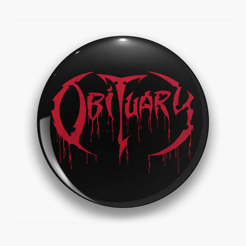 Obituary Cause of Death Red Logo Pin