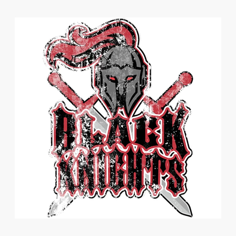 Distressed Black Knights Warrior Logo with Crossed Swords Throw Pillow
