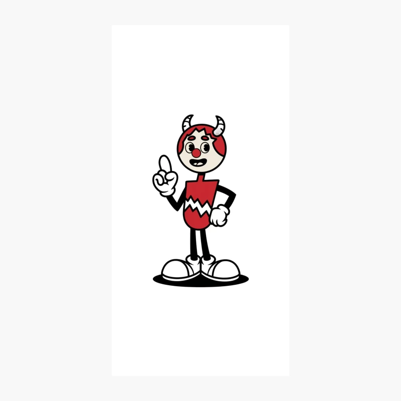 Quirky Red Devil Mascot Pointing Upwards iPhone Case